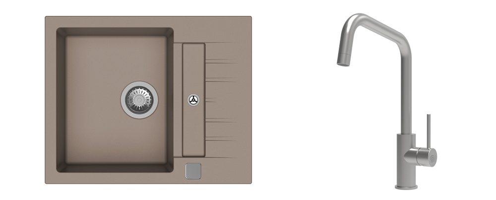 K-StrongSinks S3 Set dřez Vardar 615x500mm granit béžová + Baterie Arda nerez