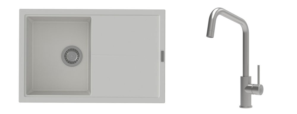 K-StrongSinks S3 Set dřez Labe 780x500mm granit bílá + Baterie Arda nerez
