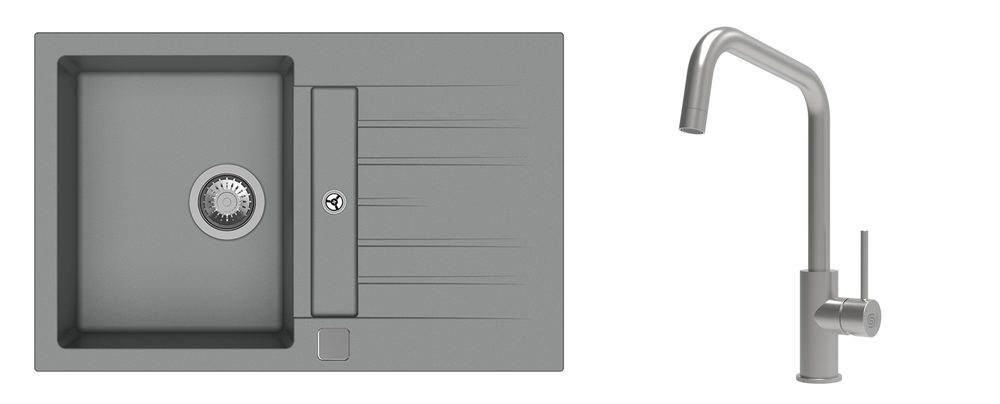 K-StrongSinks S3 Set dřez Vardar 780x500mm granit šedá + Baterie Arda nerez