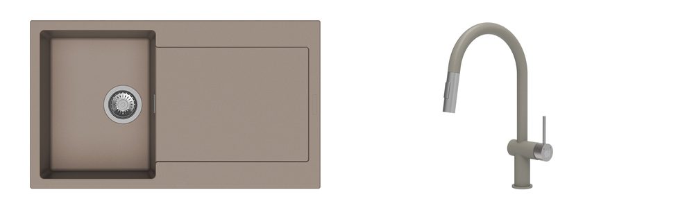 K-StrongSinks S3 Set dřez Zala 860x500mm granit béžová + Baterie Neris béžová