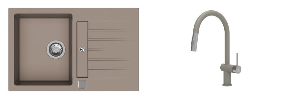 K-StrongSinks S3 Set dřez Vardar 780x500mm granit béžová + Baterie Neris béžová