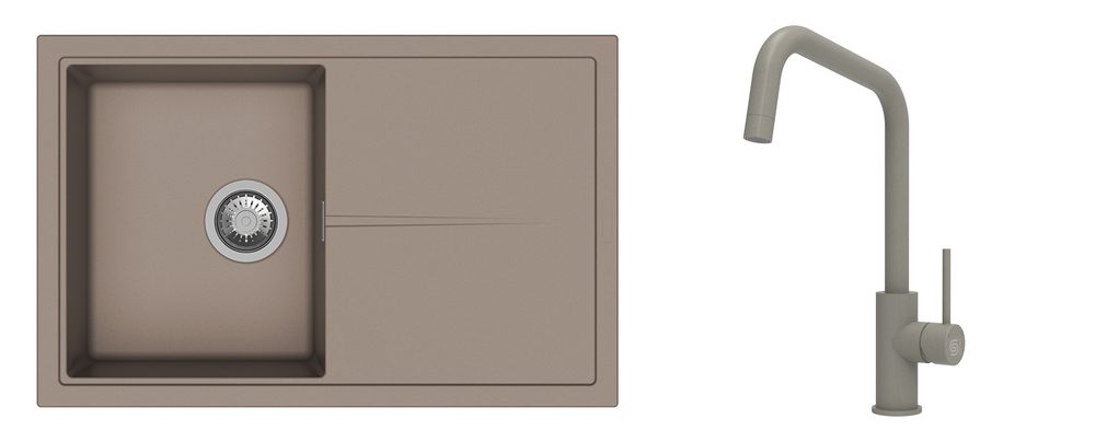 K-StrongSinks S3 Set dřez Labe 780x500mm granit béžová + Baterie Arda béžová