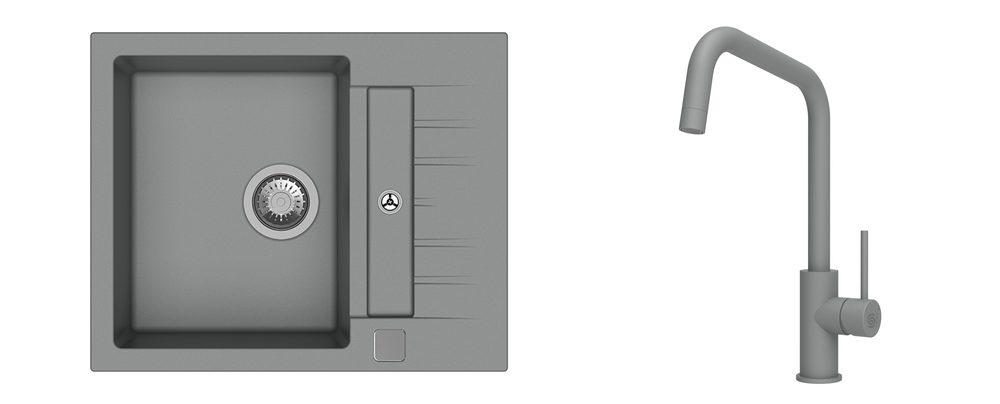 K-StrongSinks S3 Set dřez Vardar 615x500mm granit šedá + Baterie Arda šedá