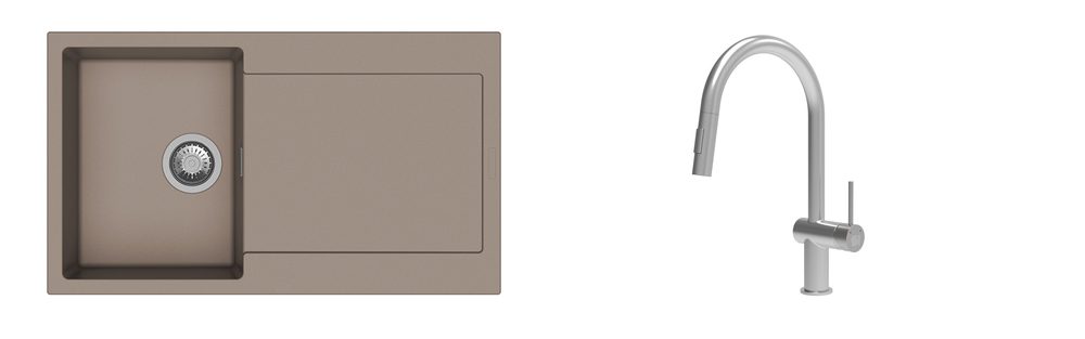K-StrongSinks S3 Set dřez Zala 860x500mm granit béžová + Baterie Neris celonerez