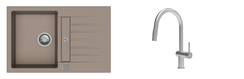 K-StrongSinks S3 Set dřez Vardar 780x500mm granit béžová + Baterie Neris nerez