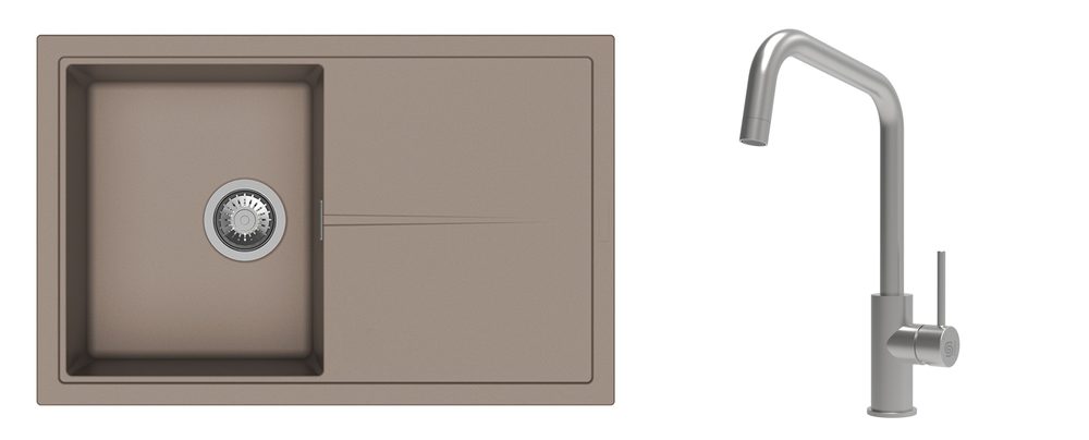 K-StrongSinks S3 Set dřez Labe 780x500mm granit béžová + Baterie Arda nerez