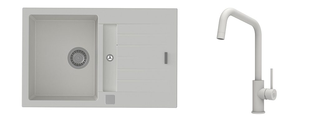 K-StrongSinks S3 Set dřez Vardar 780x500mm granit bílá + Baterie Arda bílá