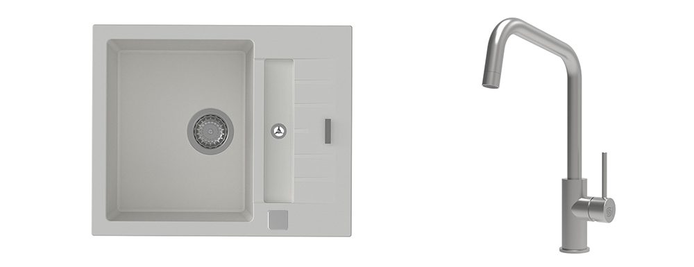 K-StrongSinks S3 Set dřez Vardar 615x500mm granit bílá + Baterie Arda nerez