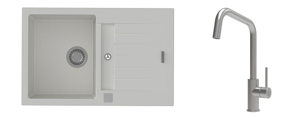 K-StrongSinks S3 Set dřez Vardar 780x500mm granit bílá + Baterie Arda nerez