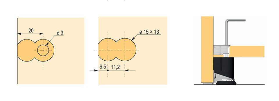 IF KORE 15 spojovací kování dvojité, M6x8 mm , krytka bílá