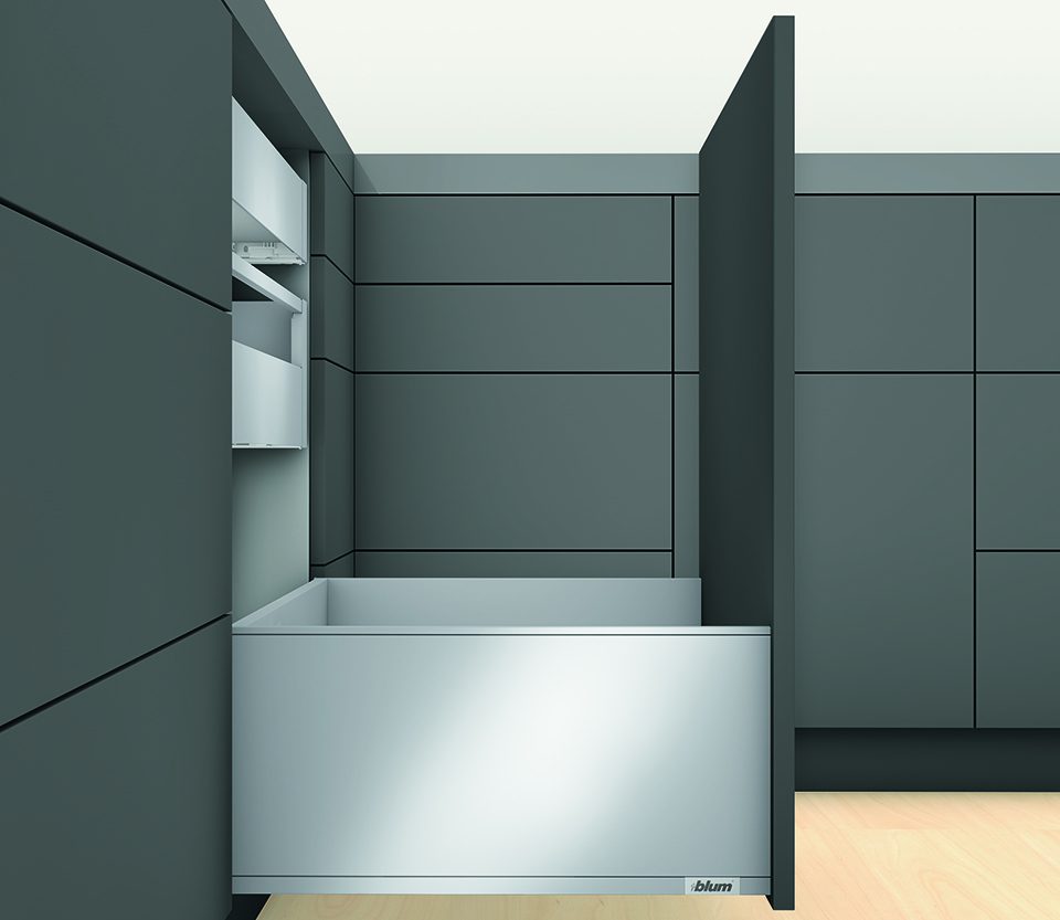K-BLUM Legrabox, zásuvka F 600mm/70kg, Tip-on, šedá, vrut