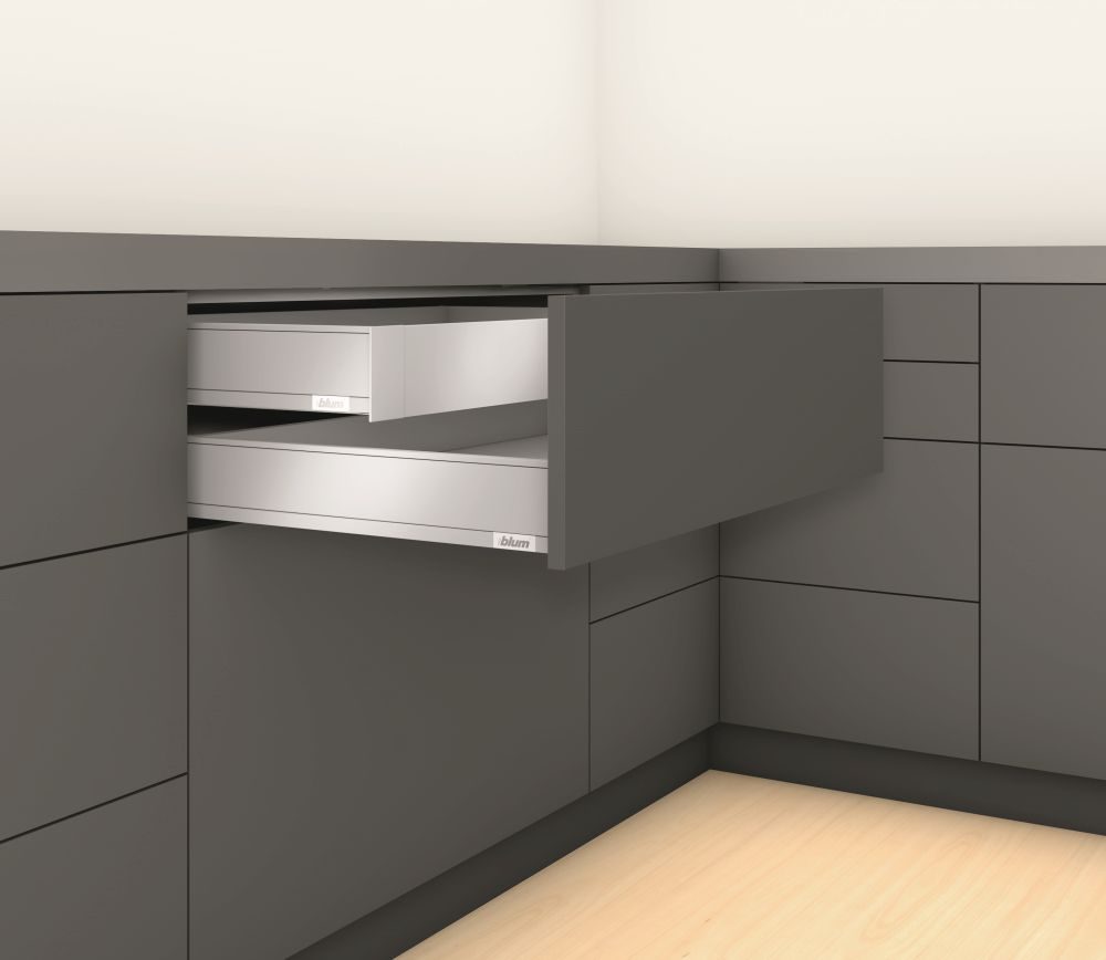 K-BLUM Legrabox, zásuvka M 500mm/40kg, Tip-on, nerez, Expando