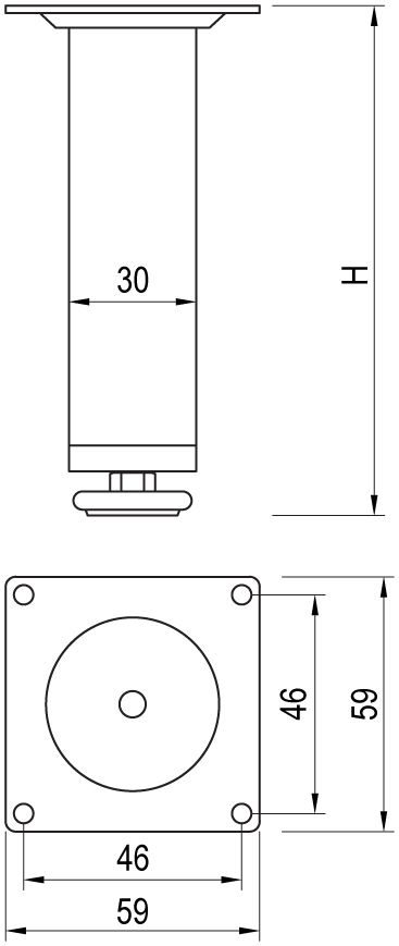 StrongLegs nábytková noha FS014 150Rmm chrom matný