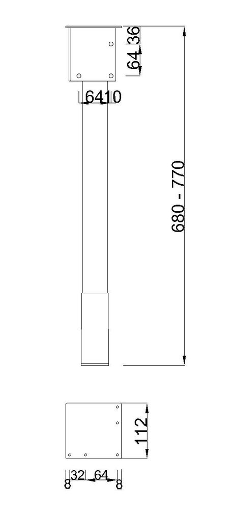MILADESIGN G2 ST201GK rohová noha 90° černá
