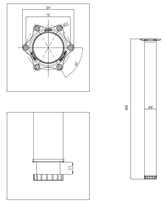 StrongLegs stolová noha TS001 820R/60mm bílá lesklá