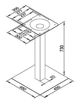 K-STRONG Stolová noha centrální 450x450mm 730mm nerez
