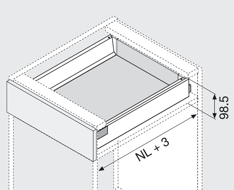K-BLUM set Antaro, zásuvka M 450mm/65 kg, Blumotion/TOB, bílá, Inserta