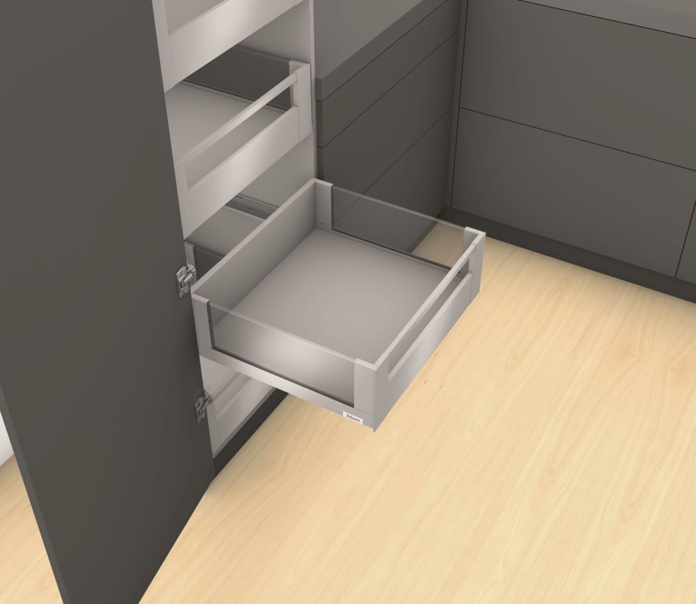 K-BLUM Legrabox, zásuvka C free 500mm/70kg, Tip-on, bílá, vnitřní, sklo
