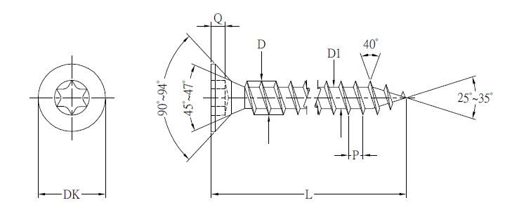 Vrut TX 5x100/60mm zápustná hlava zinek bílý částečný závit