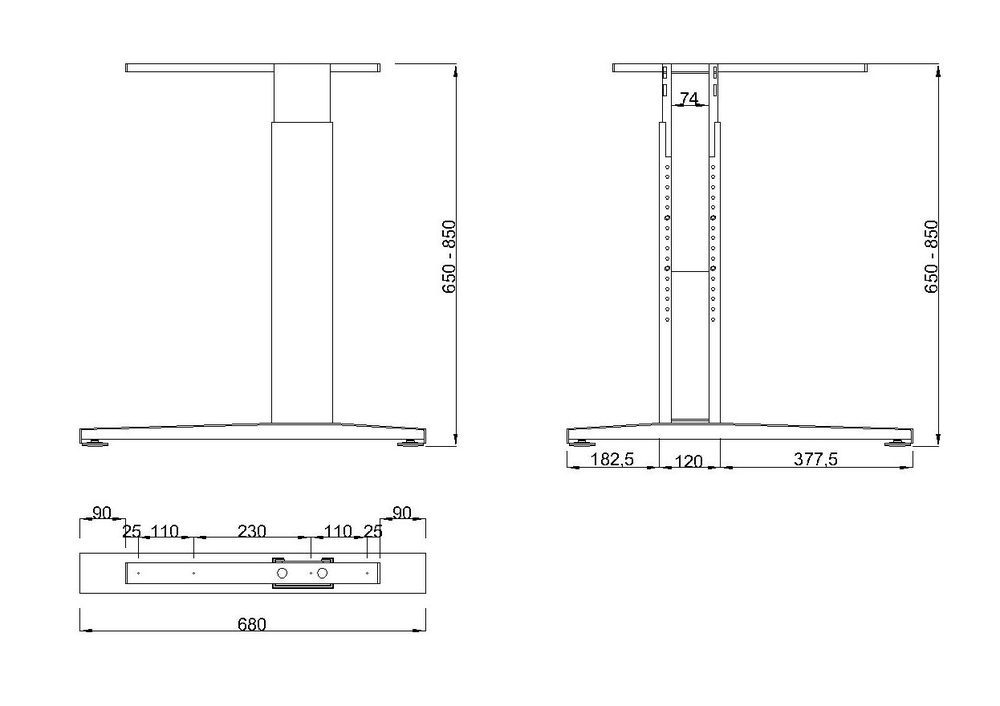 MILADESIGN G3 ST227R podnož s regulací krajní černá