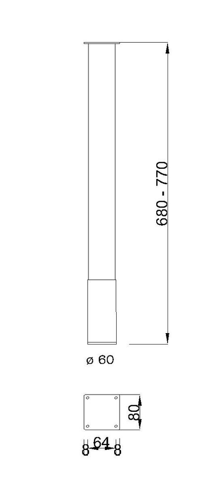 MILADESIGN G5 ST601 stolová noha stříbrná