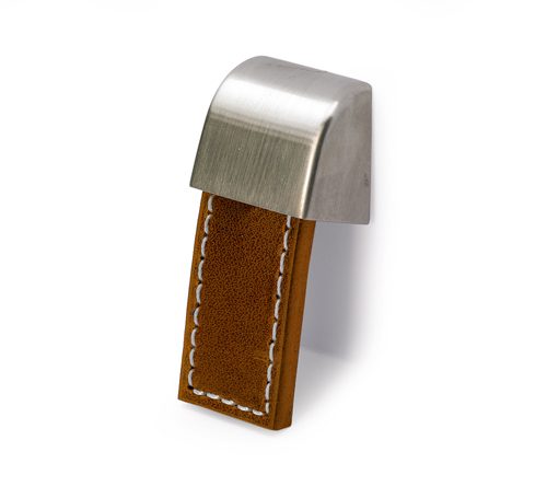 HETTICH 9113451 Knobka AGNA 20x50x25 mm hnědá kůže/imitace nerezi