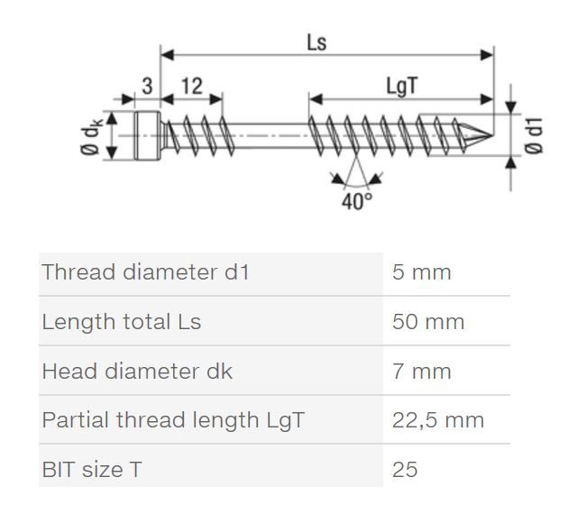 SPAX vrut 5x50mm terasový cylindrická hlava TXS nerez A2 C stříbrný