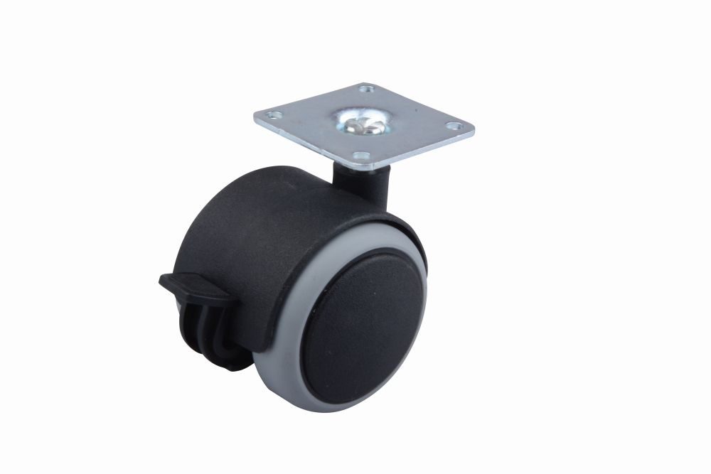 Kolečko pogumované s brzdou 50 mm šedé