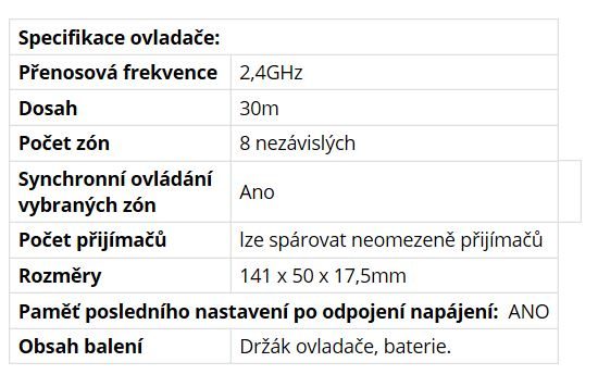 TL-dálkový RF ovladač RGBW dimLED 8kanálový