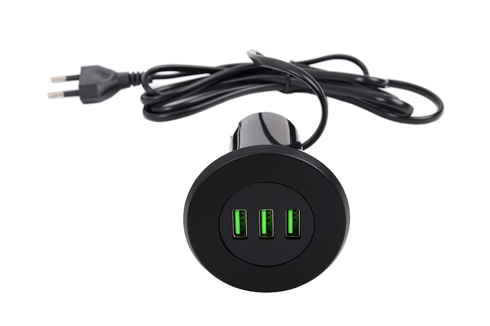 StrongPower USB nabíječka, 3x nabíjecí výstupy, černá