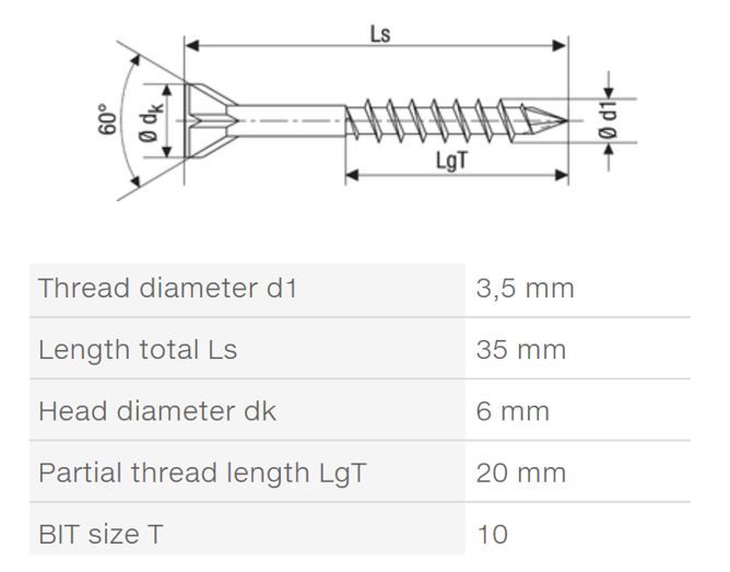 SPAX vrut 3,5x35mm podlahový zápustná hlava TXS,W,4C MH