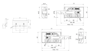 STRONG závěsné rektifikační kování hmoždinka/eurošroub sada kompletní bílá