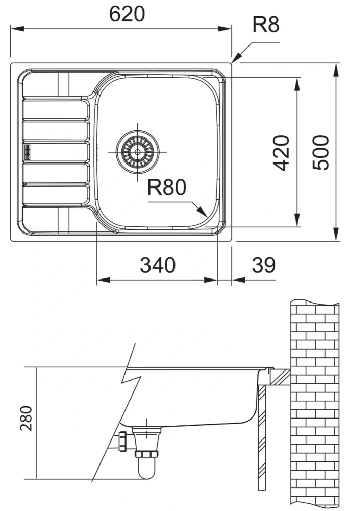 FRANKE Dřez SKN 611-62 620x500mm nerez