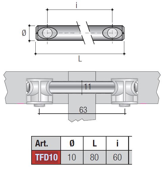Táhlo oboustranné TFD10