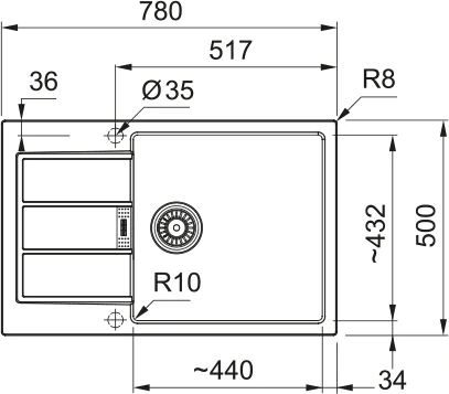 FRANKE Dřez S2D 611-78 XL 780x500mm černá