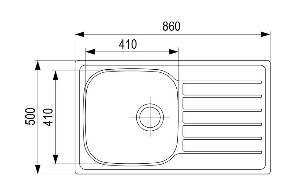 StrongSinks S1 Dřez Mohan nerez satén 860x500, s odkapem, horní montáž