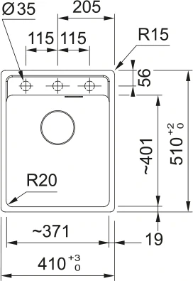 FRANKE Dřez MRG 610-37 RTL 410x510mm onyx